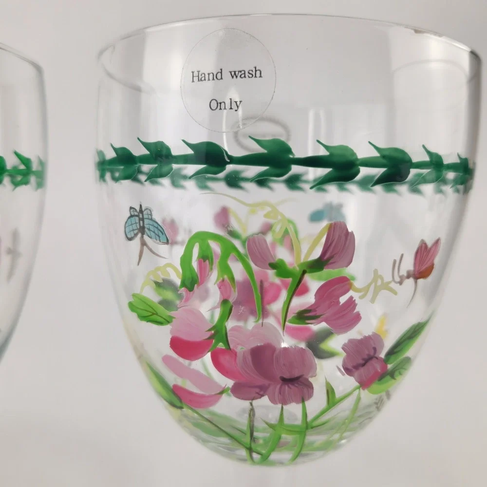 Portmeirion Botanic Garden Hand Painted 18 oz Goblets Set of 4 New in Box
